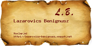 Lazarovics Benignusz névjegykártya